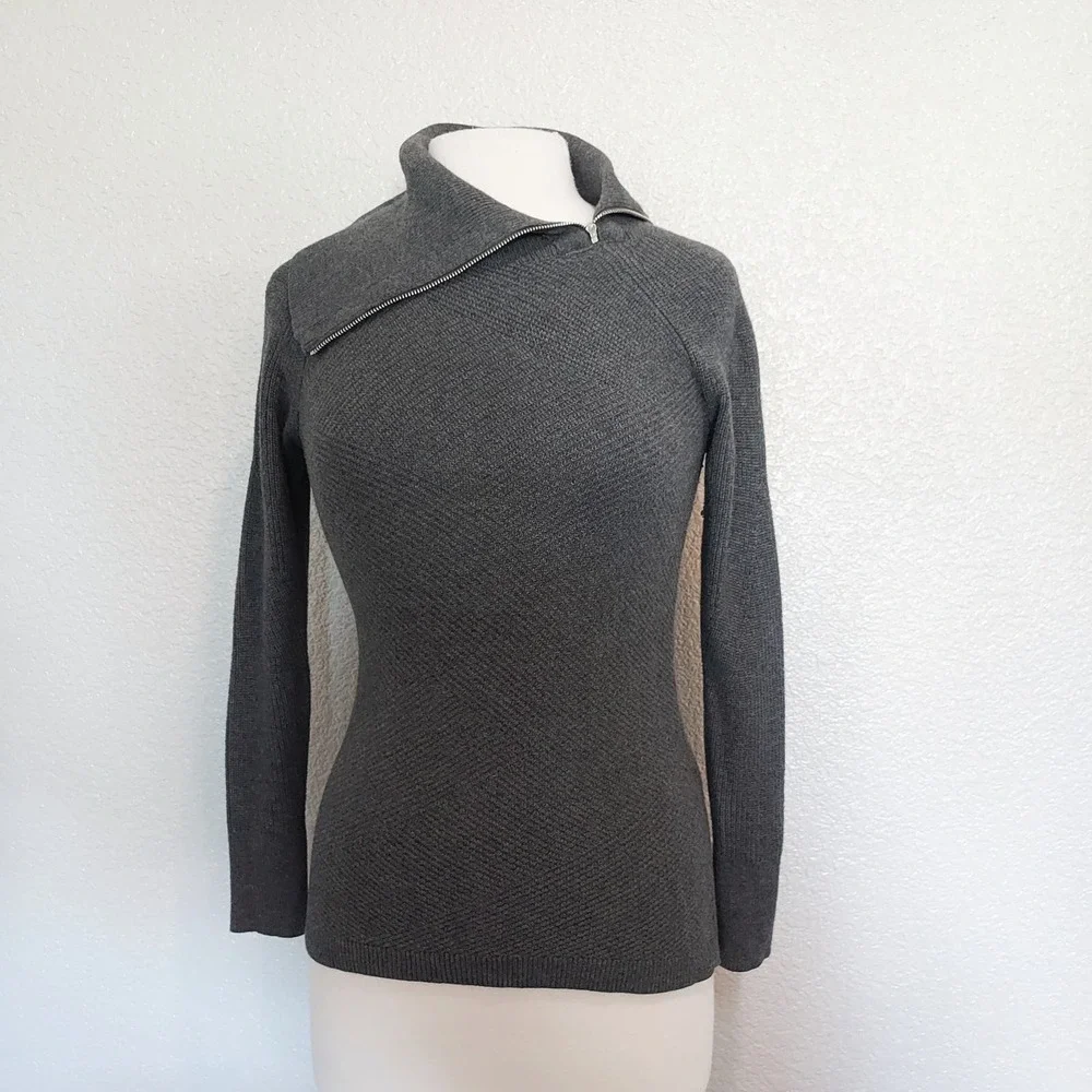 WHBM Slate Gray Ribbed Sweater Size XXSP